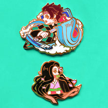 Load image into Gallery viewer, Nezuko and Tanjiro Enamel Pins